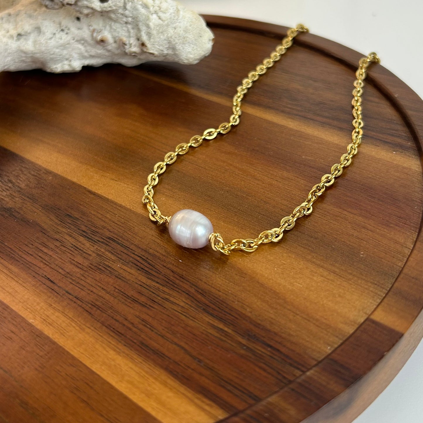 Lavender Pearl Rolo Necklace
