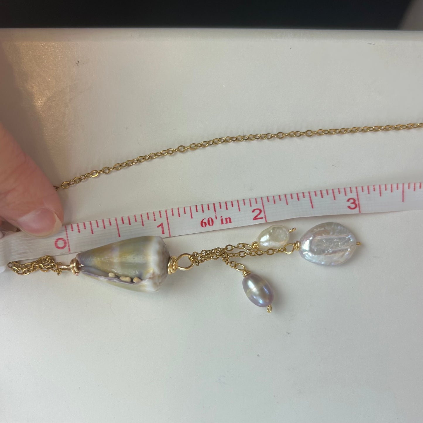 Cone Shell Pearl Tassel Necklace