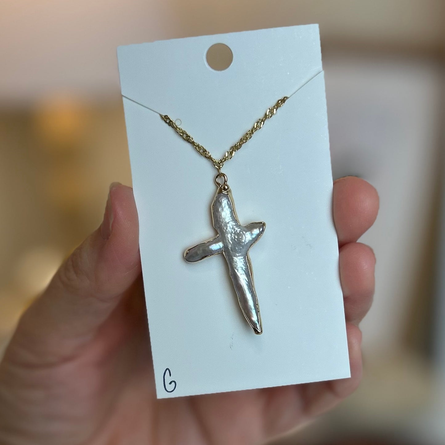 Pearl Cross Dainty Twist Necklace