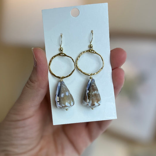 Cone Shell Open Bezel Earrings