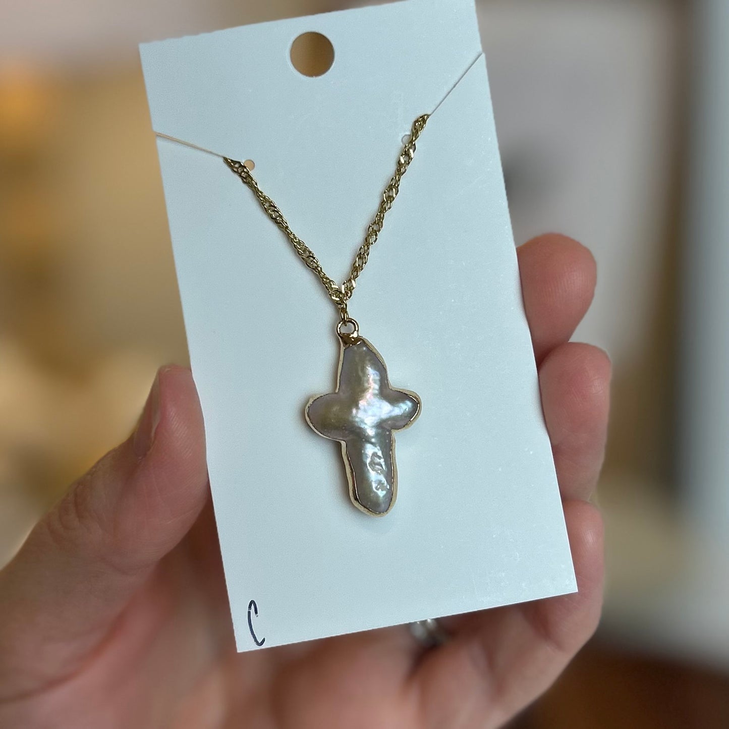 Pearl Cross Dainty Twist Necklace
