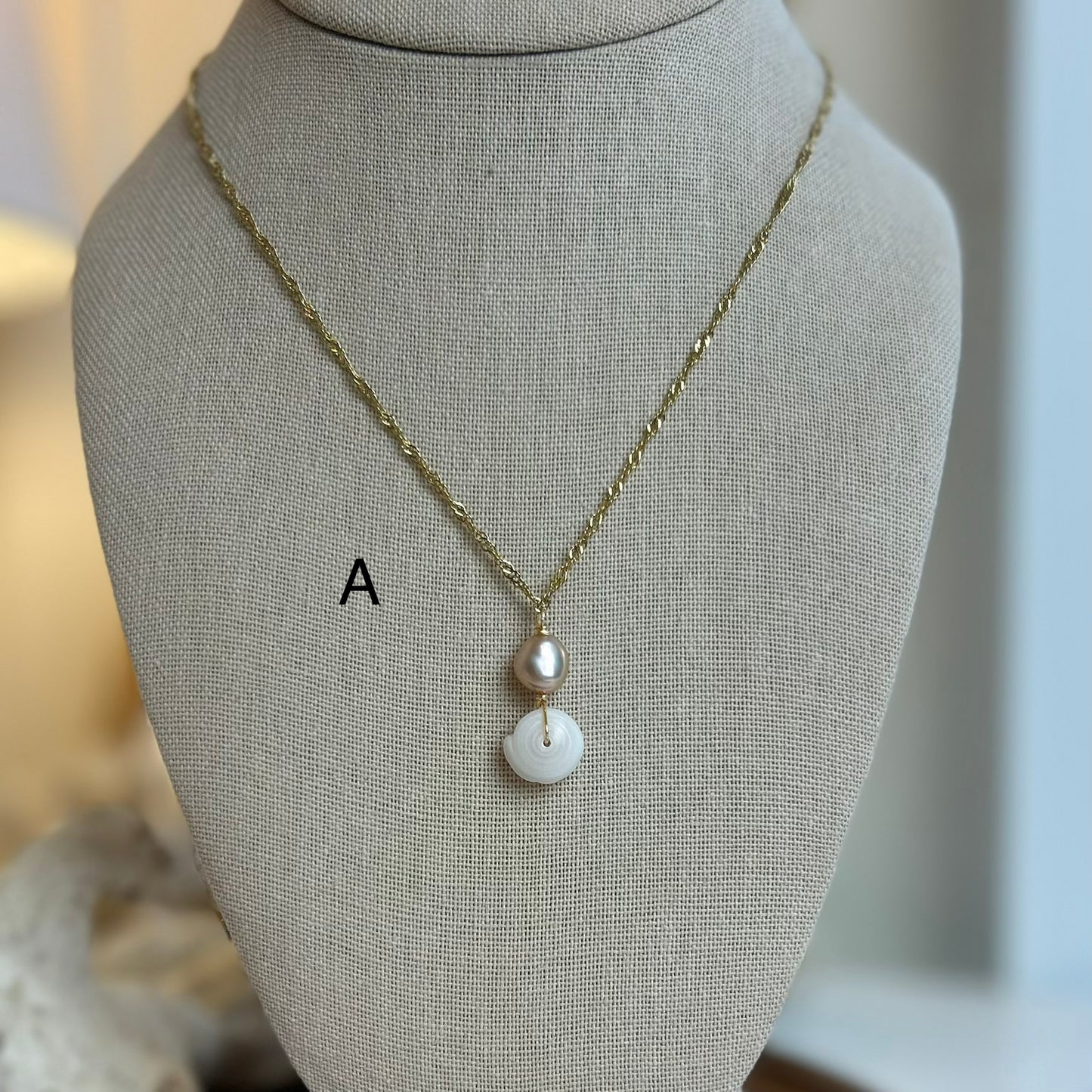 Puka & Pearl Pendant Necklace