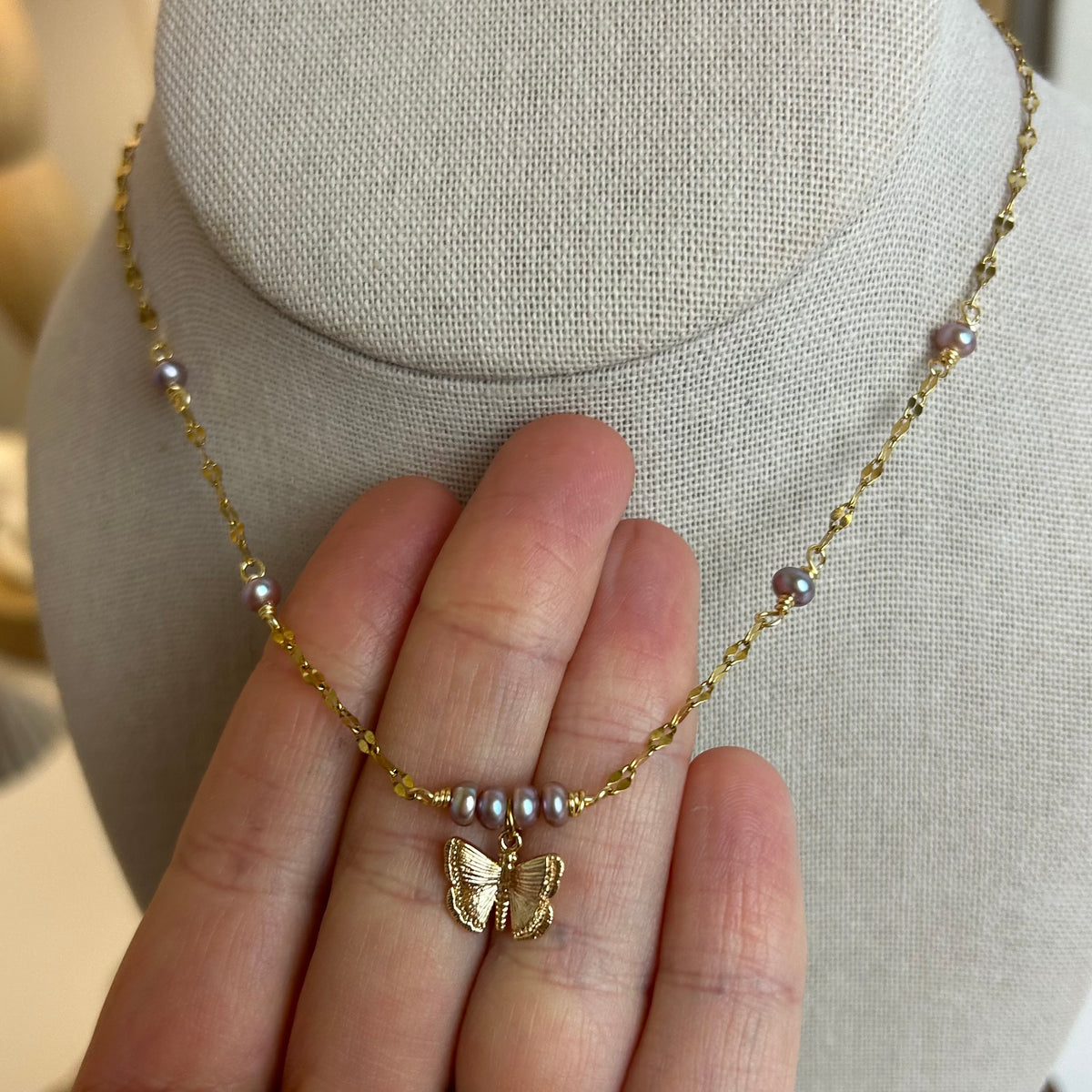 Butterfly Pearl Whimsy Necklace