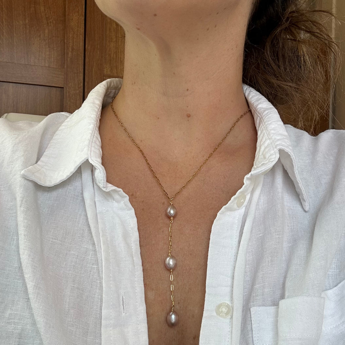 Pearl Plunge Drop Necklace