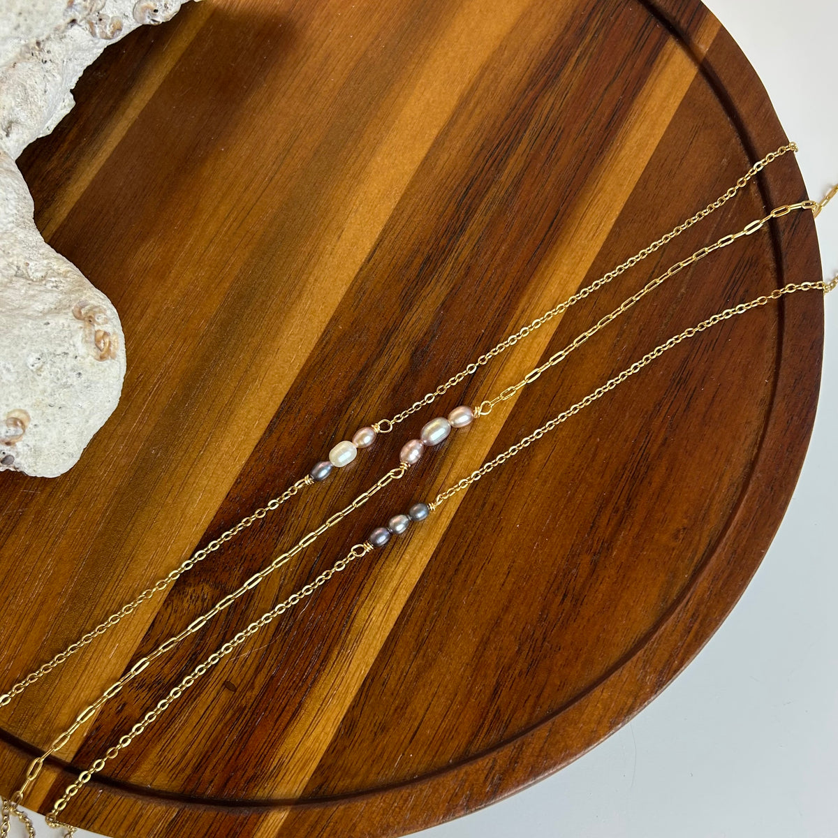 Dainty Pearl Trio Choker Necklace