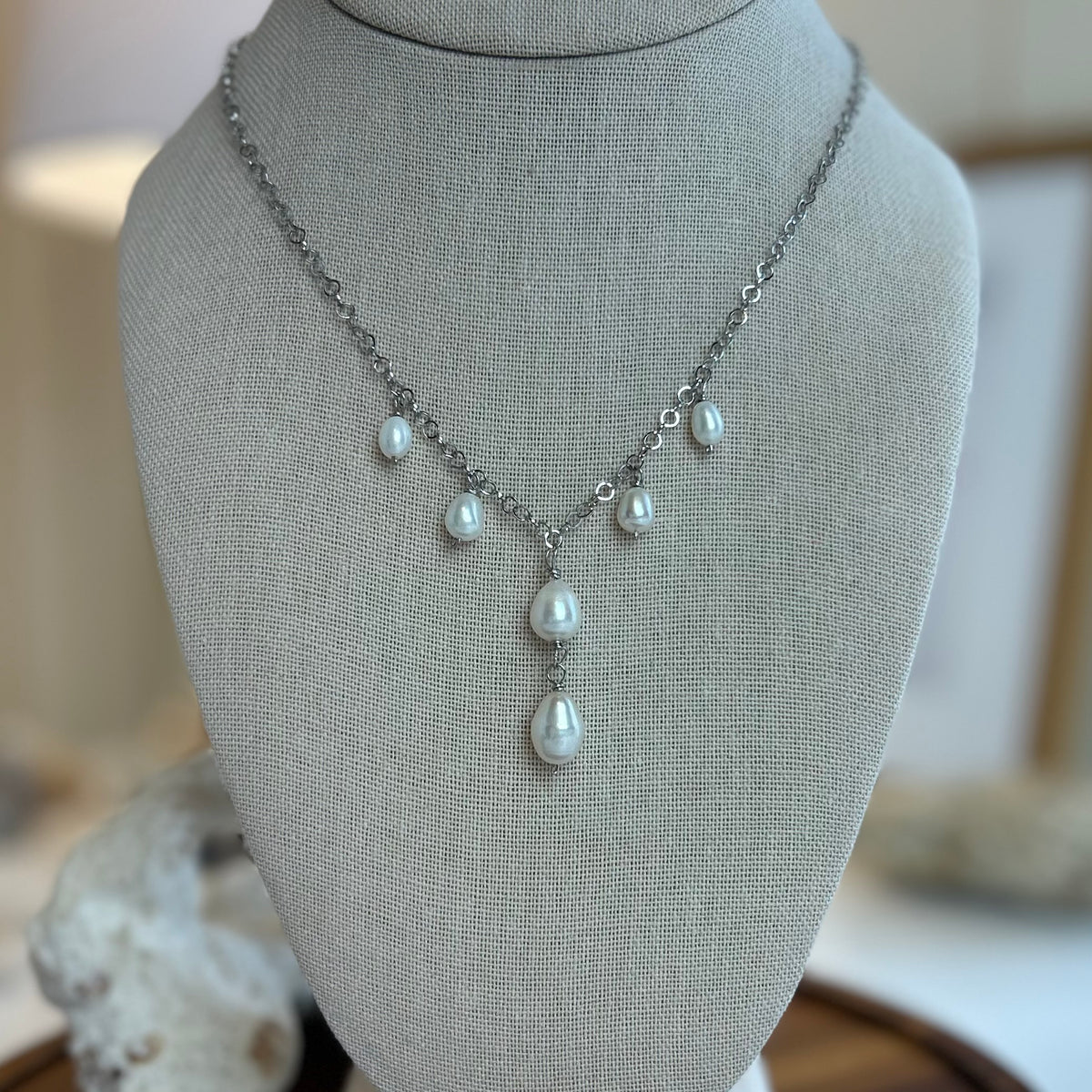 Pearl Tiered Silver Toned Necklace