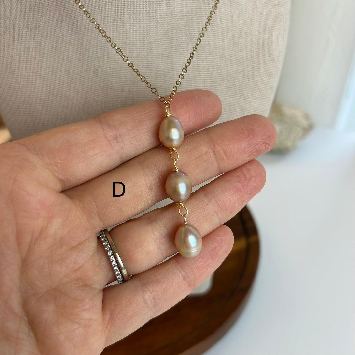 Lavender Pearl Triple Drop Necklace