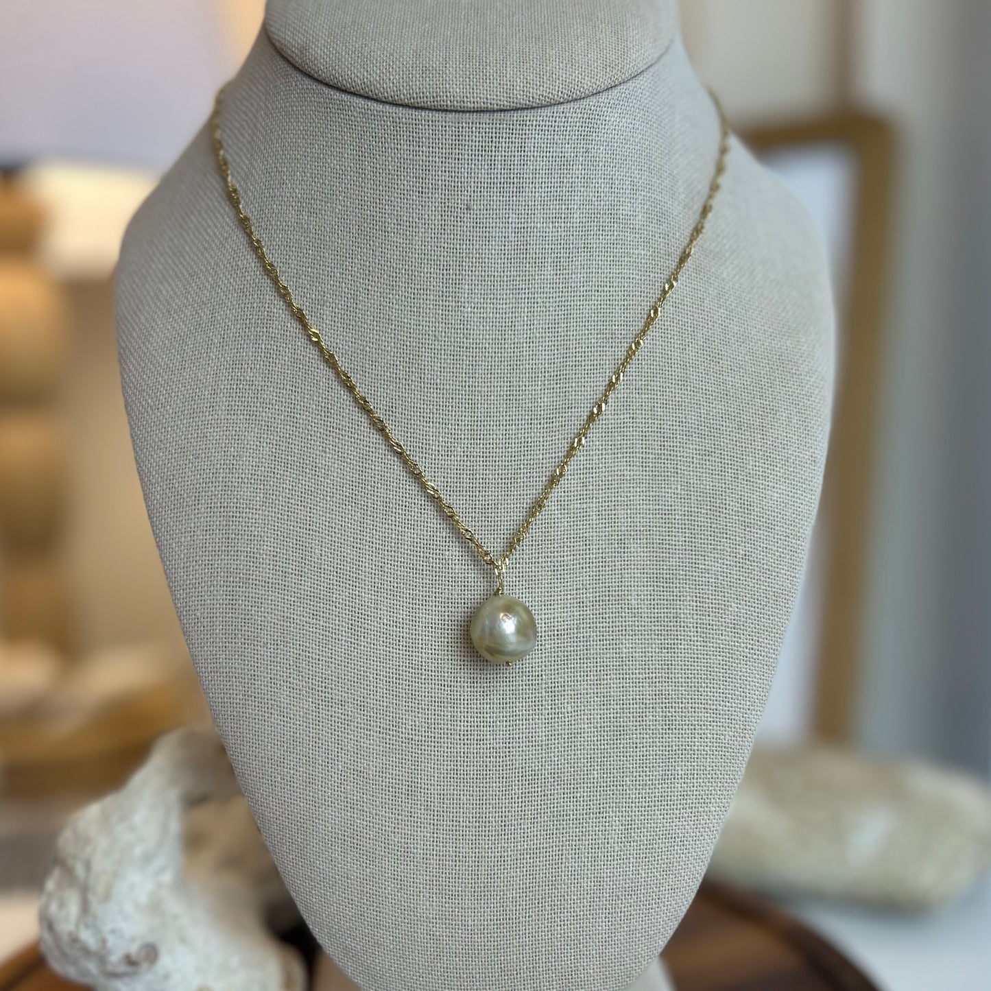 Yellow Honey Freshwater Pearl Pendant Necklace