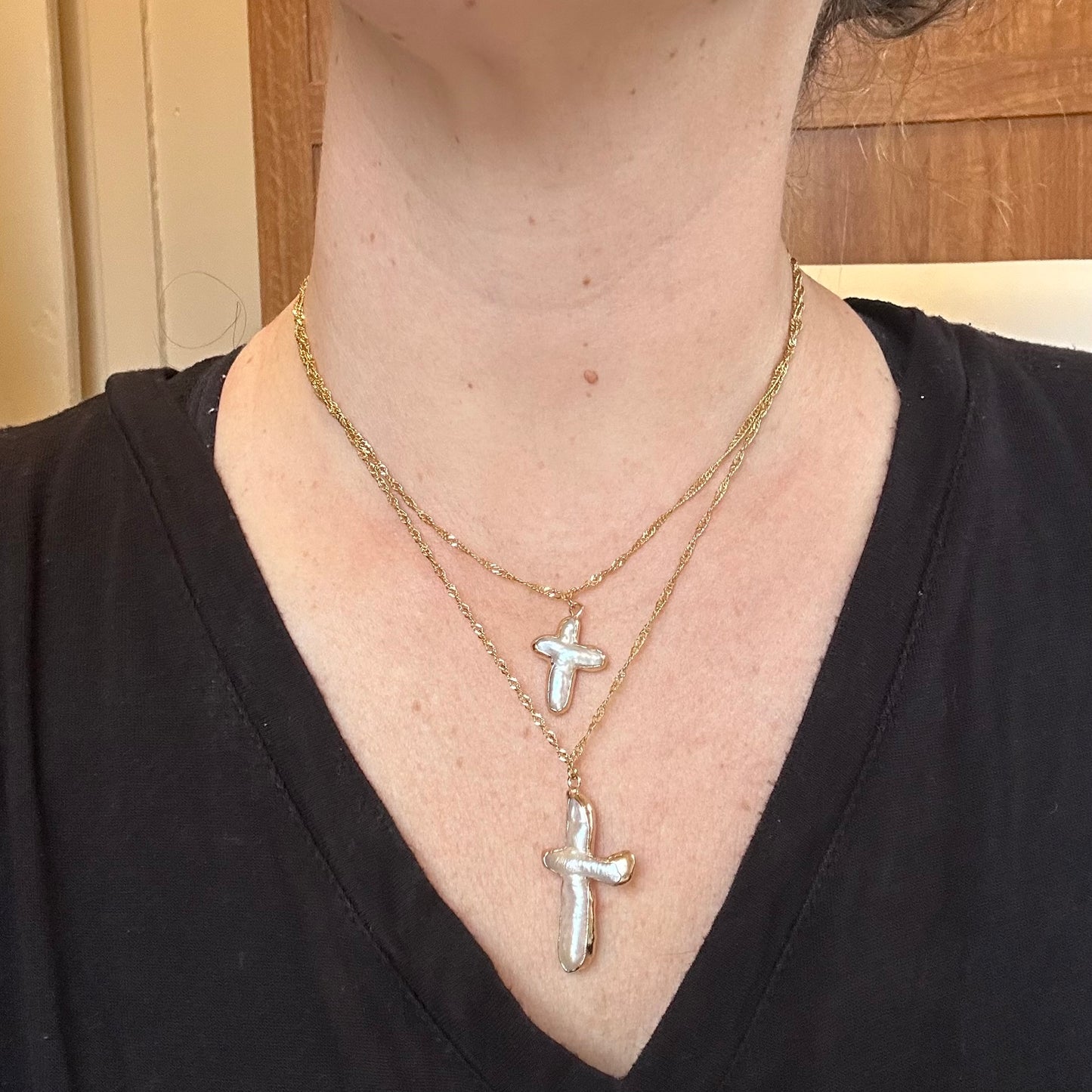 Pearl Cross Dainty Twist Necklace