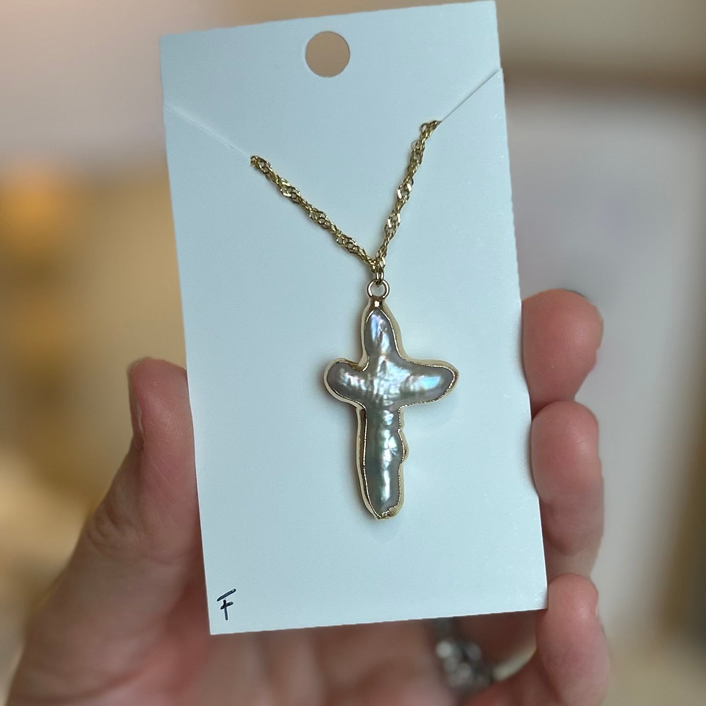 Pearl Cross Dainty Twist Necklace