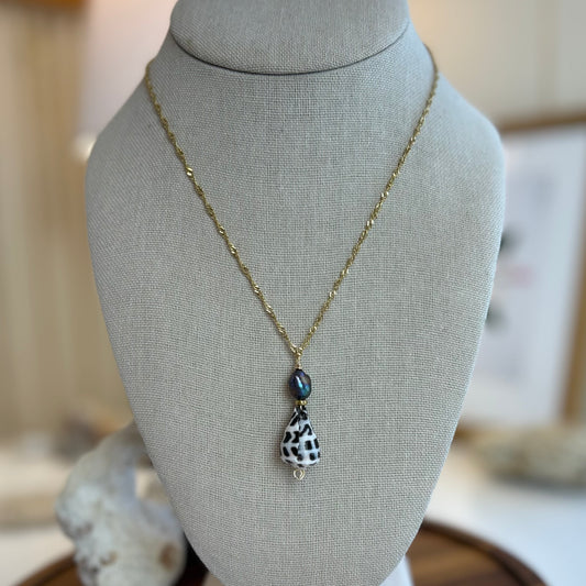 Hebrew Cone Shell Dark Pearl Pendant