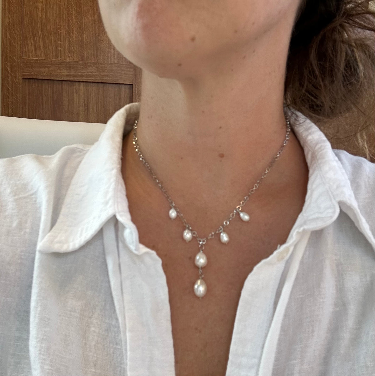 Pearl Tiered Silver Toned Necklace