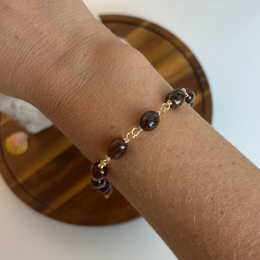 Garnet Stone Beaded Bracelet