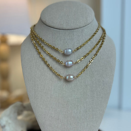 Lavender Pearl Rolo Necklace