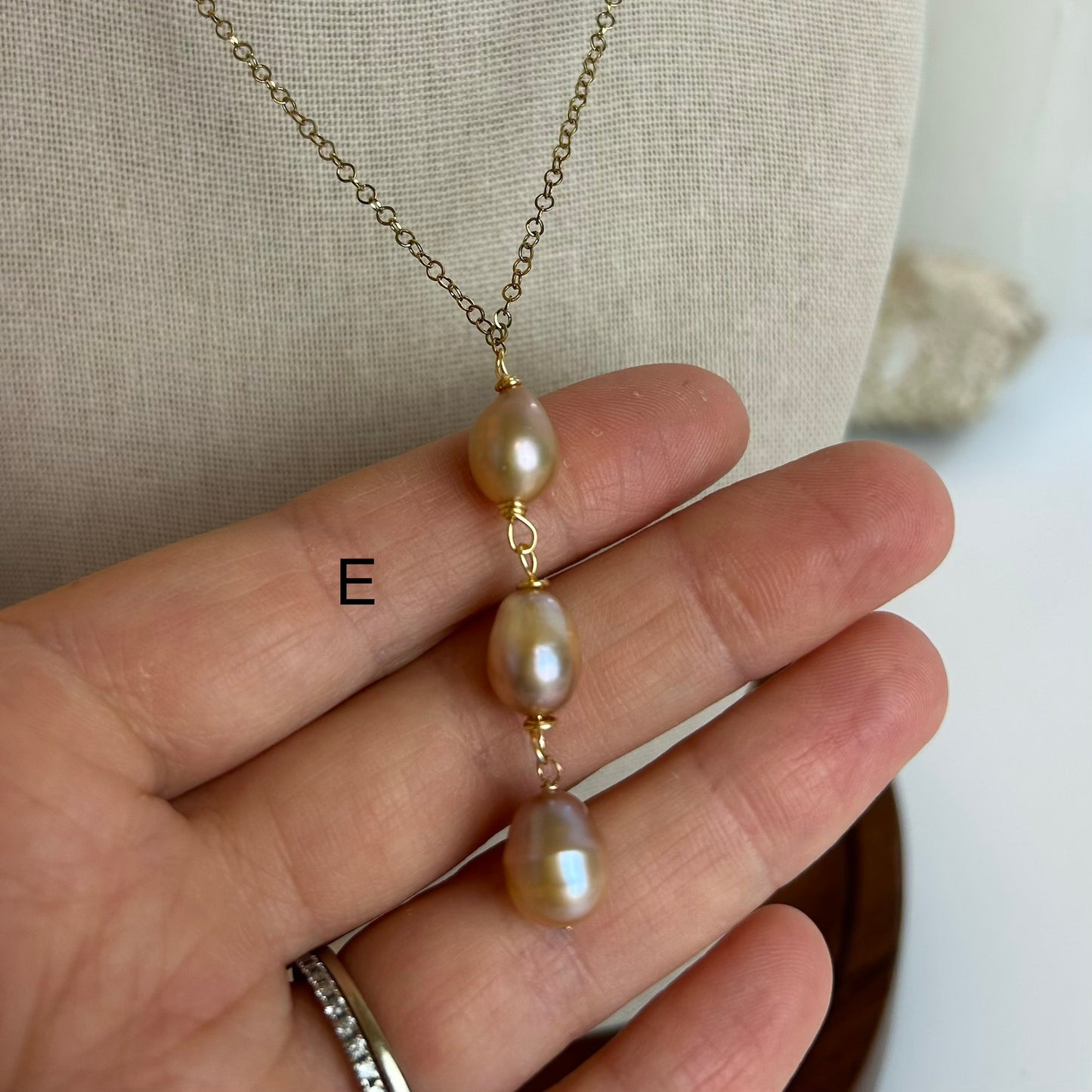 Lavender Pearl Triple Drop Necklace