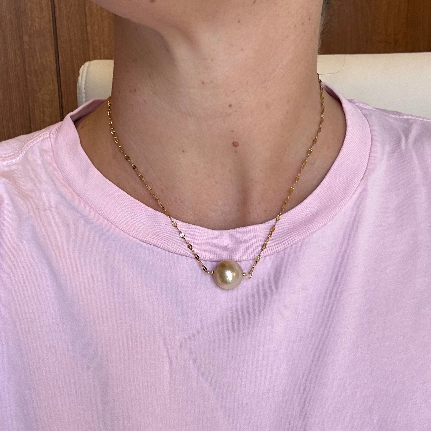 Honey Pearl Bar Necklace
