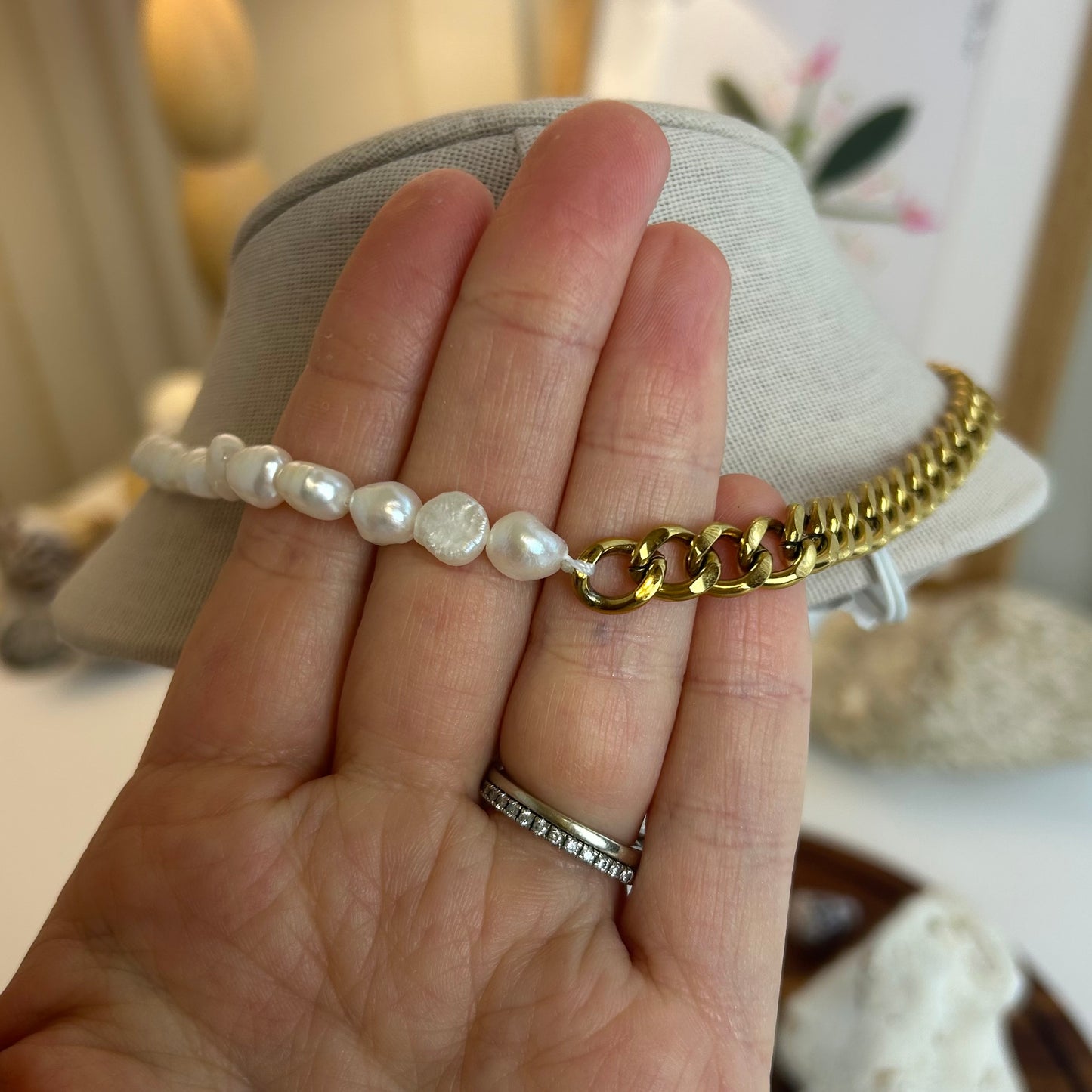 Bold Baroque Fishtail Pearl Chain Necklace