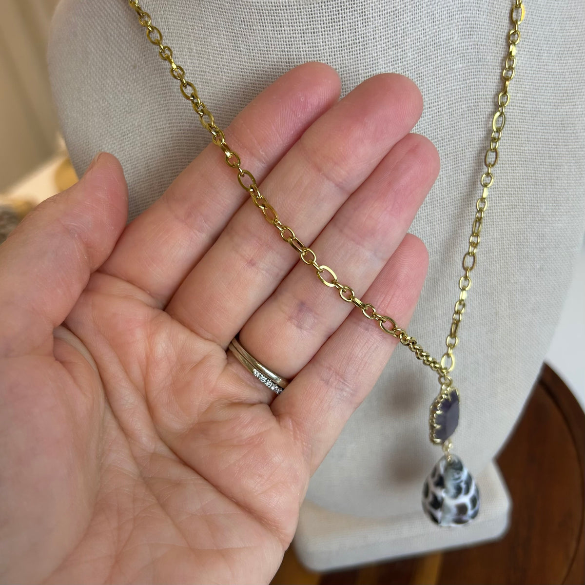 Amethyst Hebrew Cone Shell Necklace