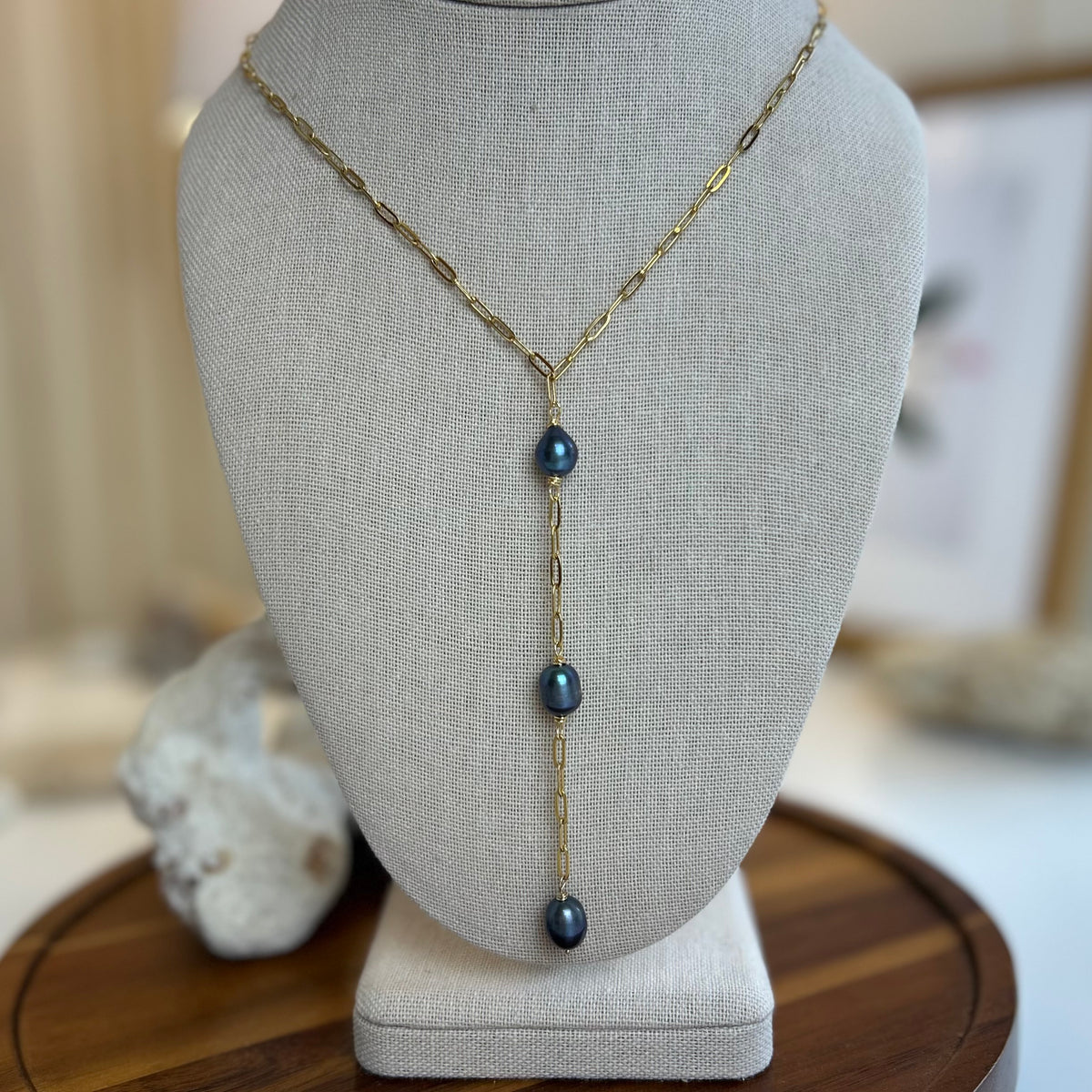 Pearl Plunge Drop Necklace
