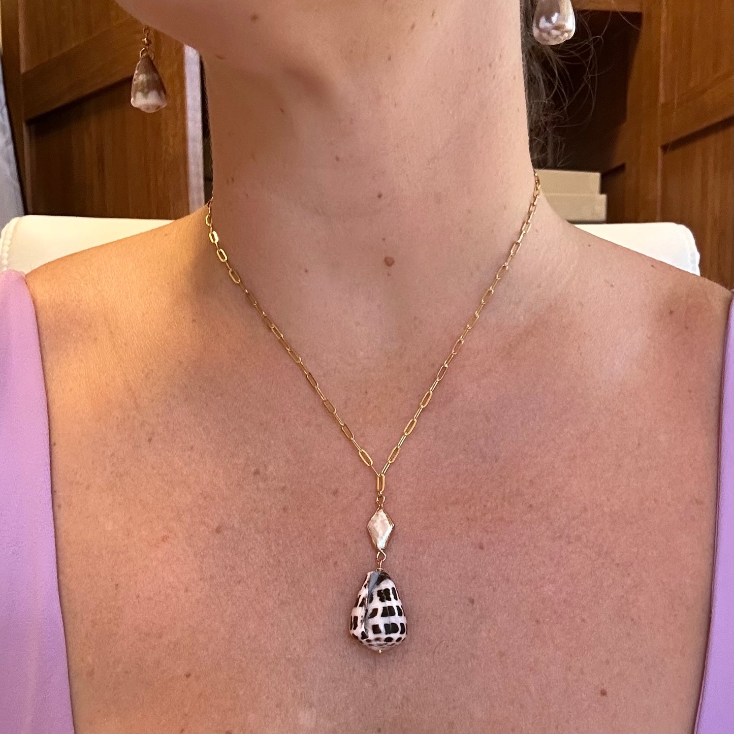 Hebrew Cone Shell Mother of Pearl Necklace
