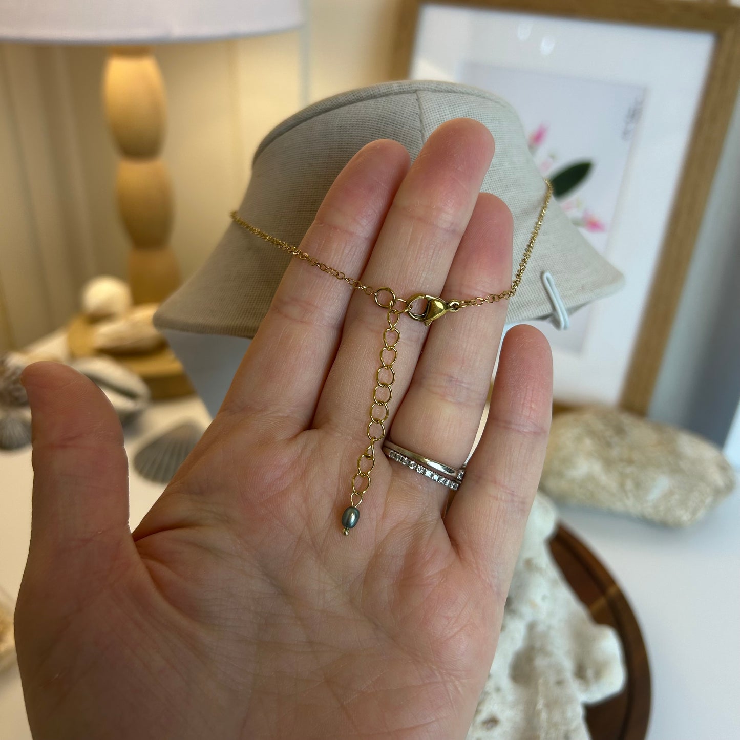 Triple Dark Pearl Drop Necklace