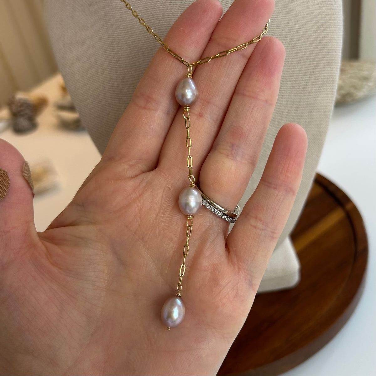 Pearl Plunge Drop Necklace