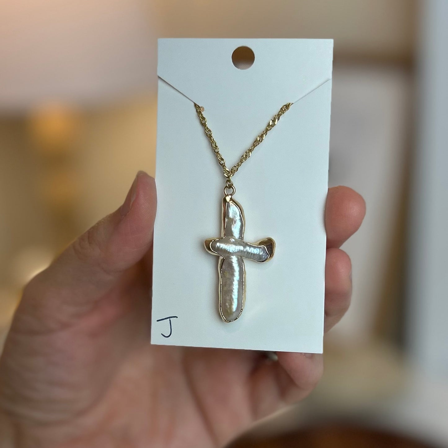Pearl Cross Dainty Twist Necklace