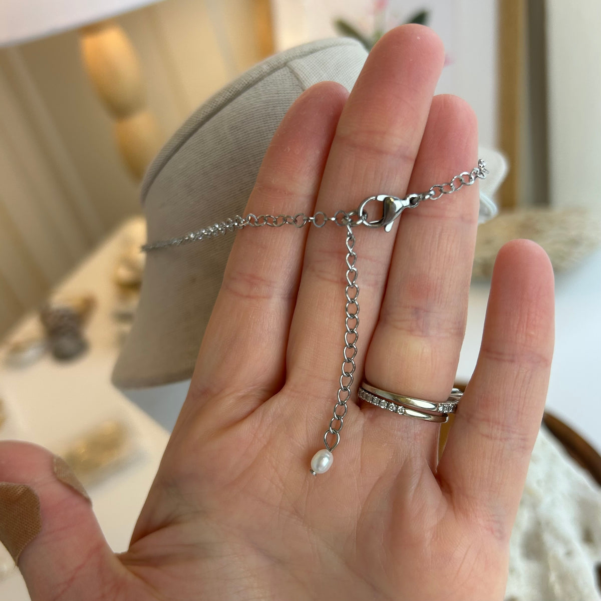 Pearl Tiered Silver Toned Necklace