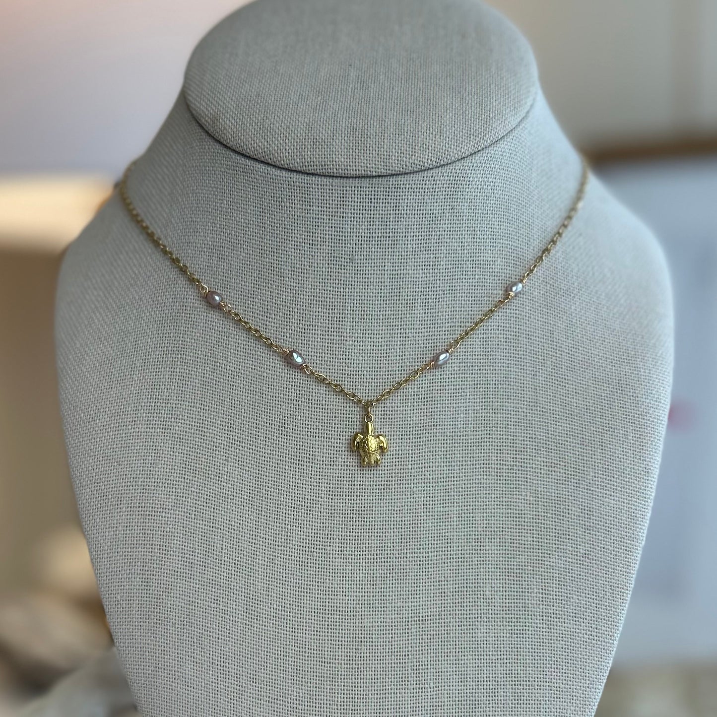 Dainty Pearl Charm Necklace
