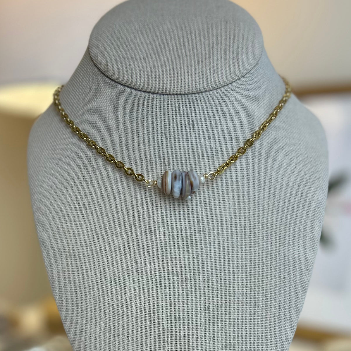 Cinnamon Puka Choker Necklace