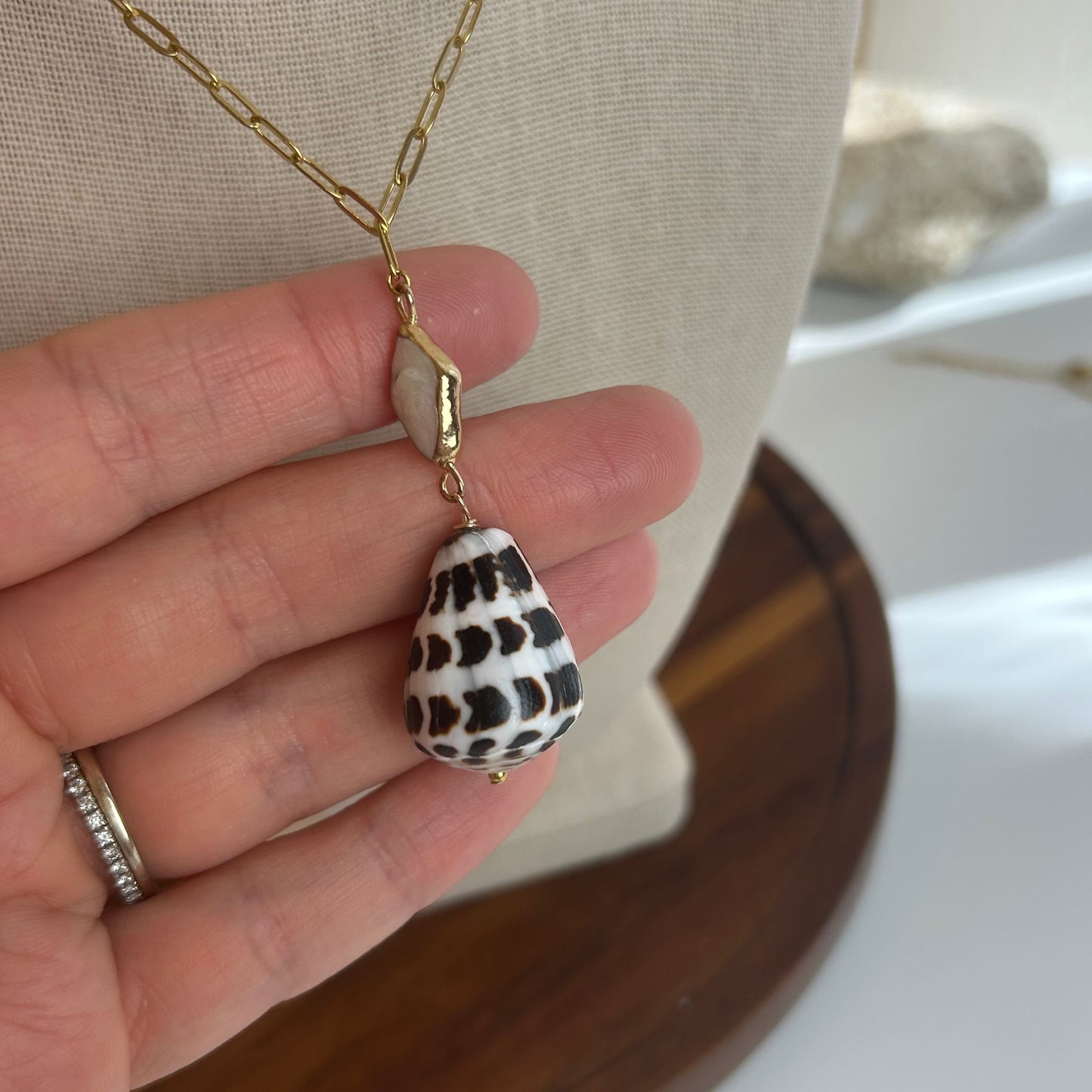 Hebrew Cone Shell Mother of Pearl Necklace