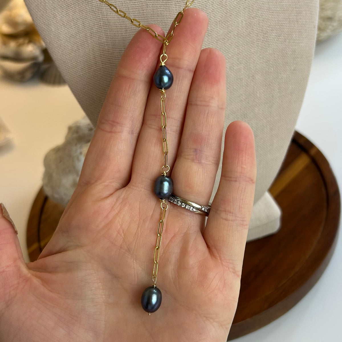 Pearl Plunge Drop Necklace