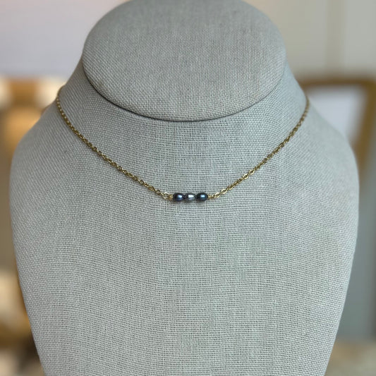 Dainty Pearl Trio Choker Necklace