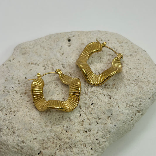 Ripple Effect Gold Plated Hoop Earrings