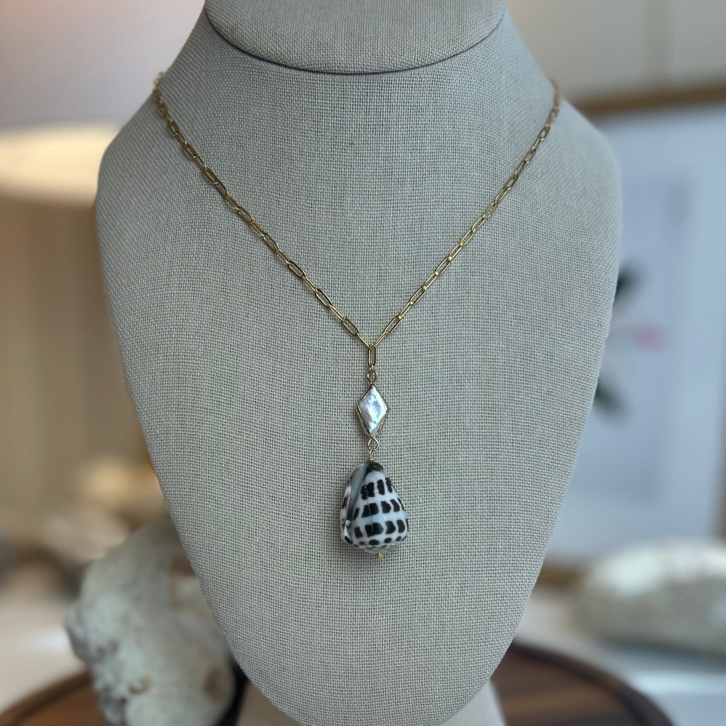 Hebrew Cone Shell Mother of Pearl Necklace