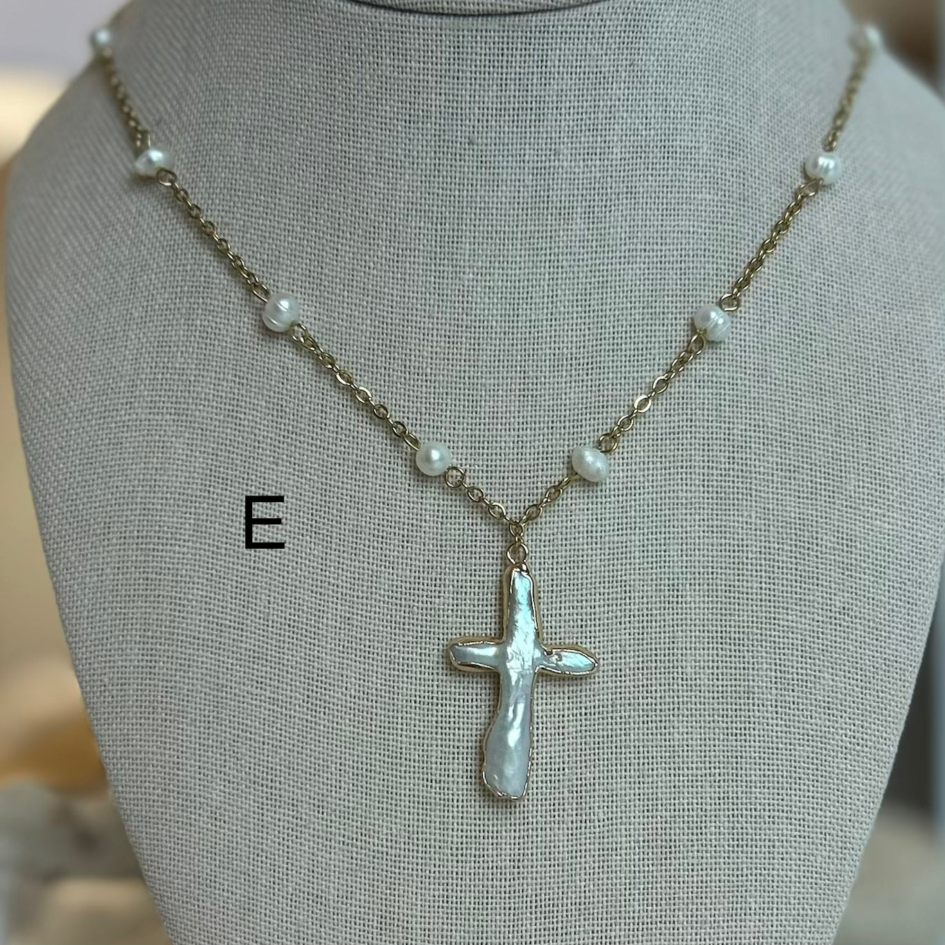 Pearl Cross Beaded Necklace