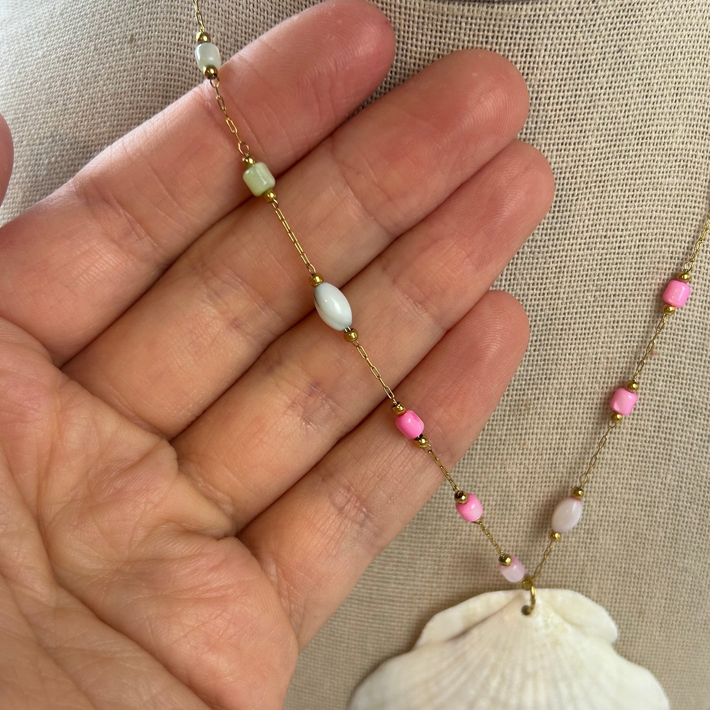 Cotton Candy Seashell Necklace