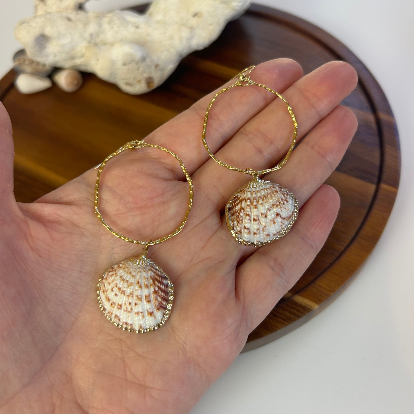 Freeform Bezel Seashell Earrings
