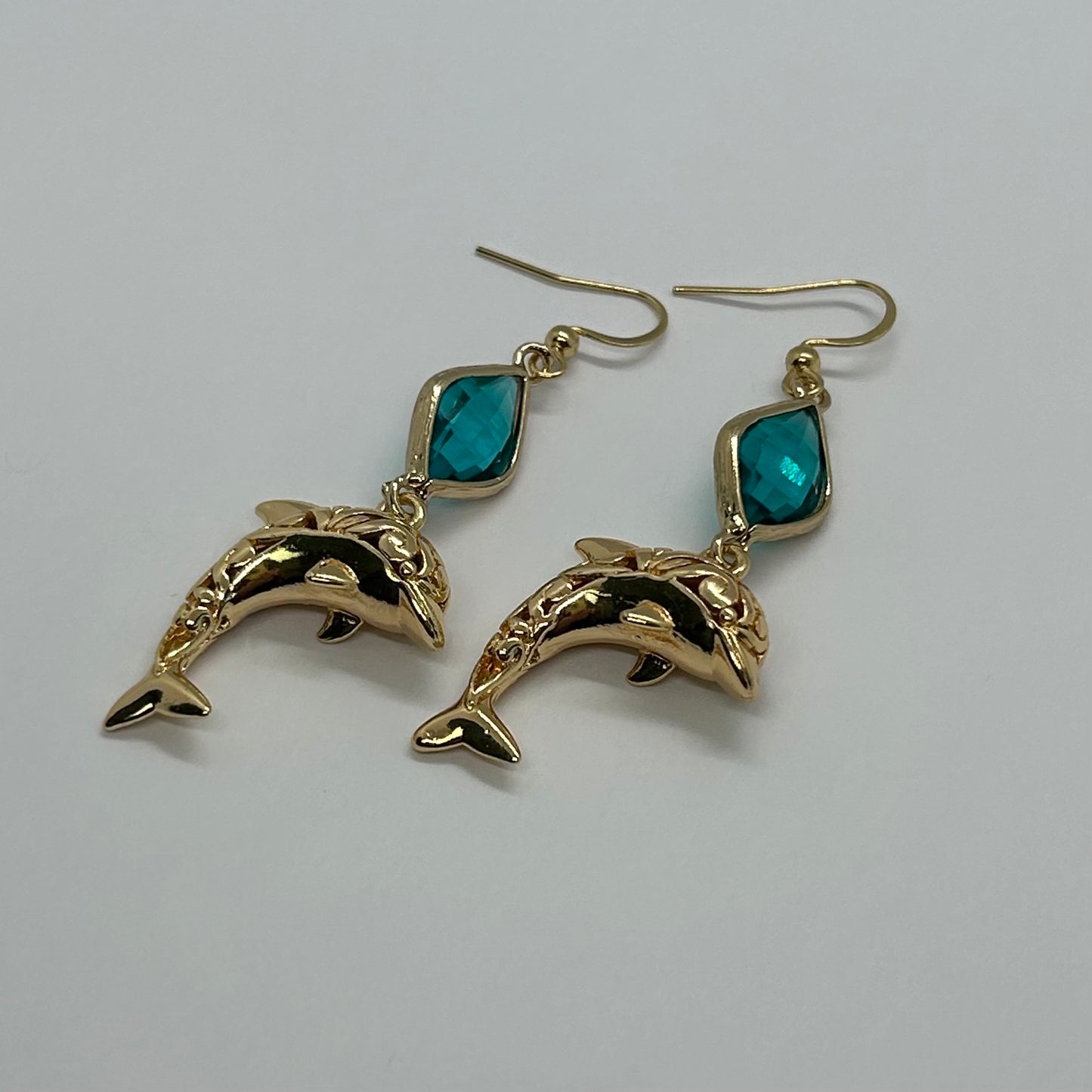 Filigree Dolphin Gold Plated Dangle Earrings