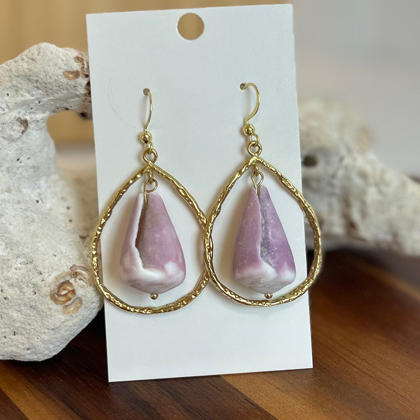 Cone Shell Tear Drop Earrings