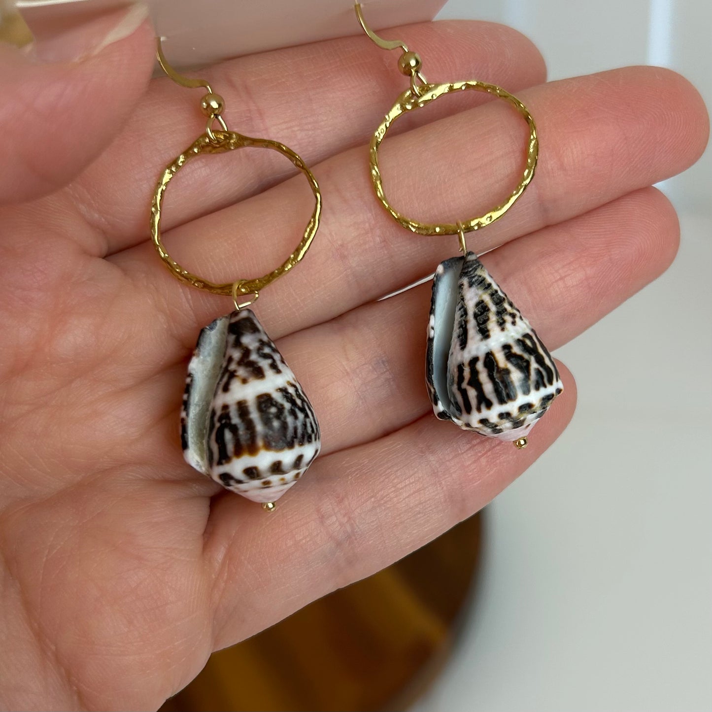 Cone Shell Open Bezel Earrings