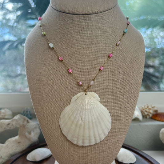 Cotton Candy Seashell Necklace