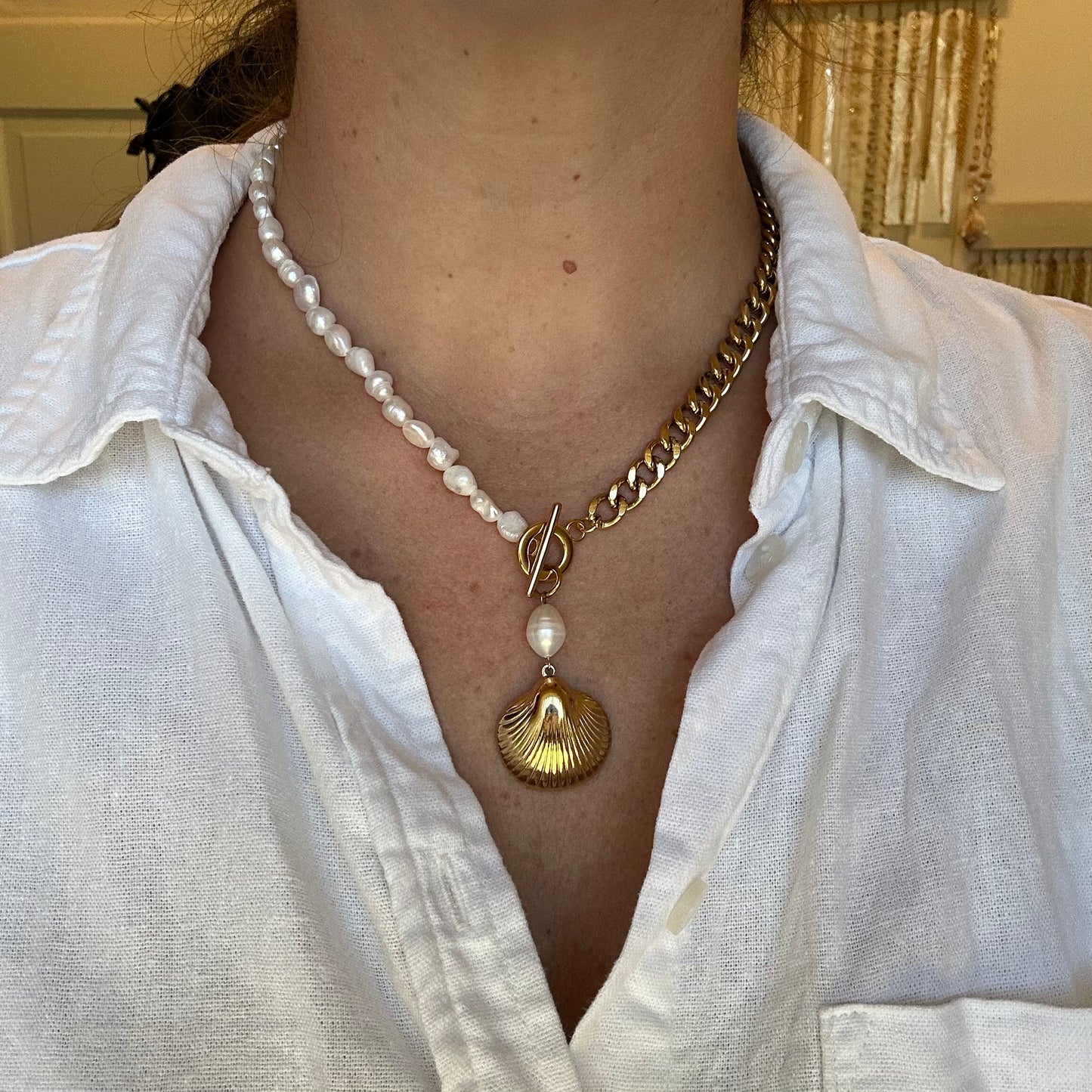 Pearl Strand Toggle Necklace