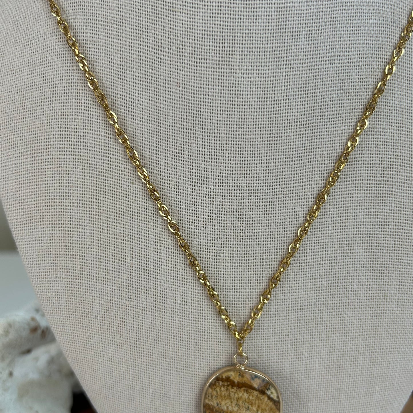 Stone Pendant & Shell Statement Necklace