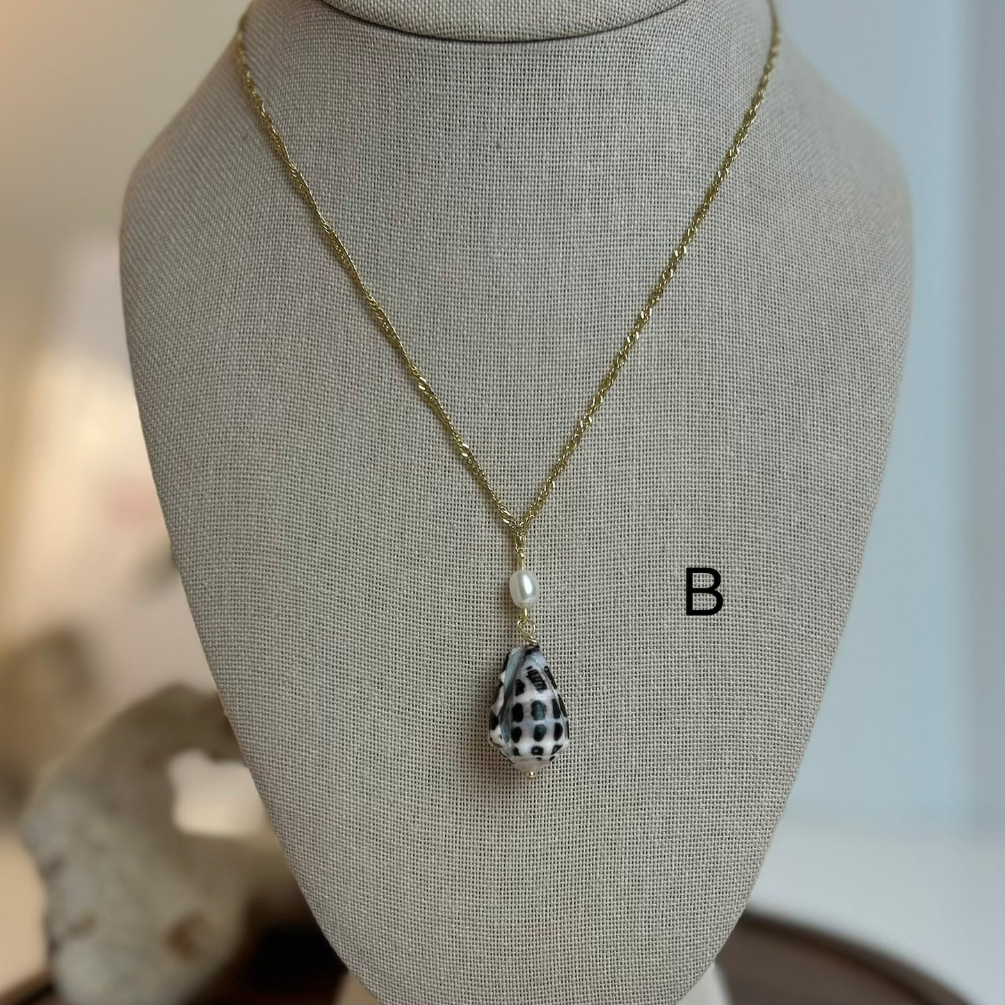 Petite Pearl Drop Hebrew Shell Necklace