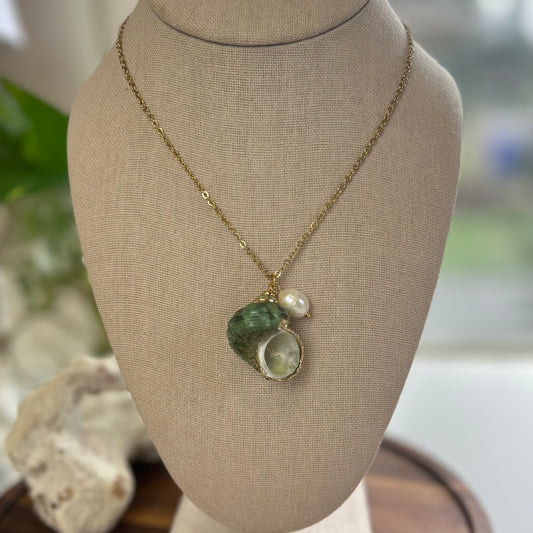 Turquoise Shell & Pearl Necklace