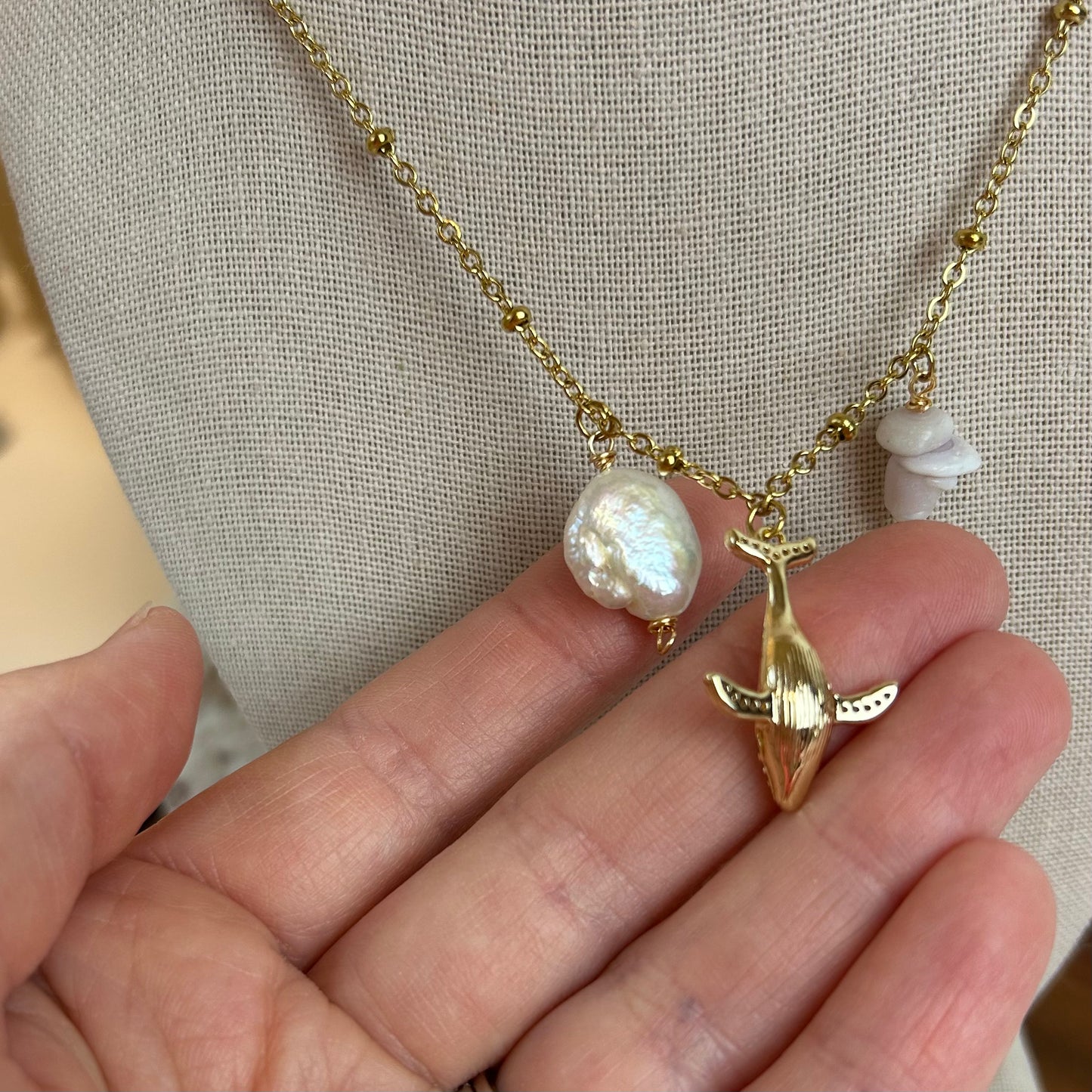 Whale Whimsy Pearl & Pukas Necklace