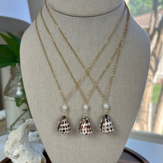 Petite Pearl Drop Hebrew Shell Necklace
