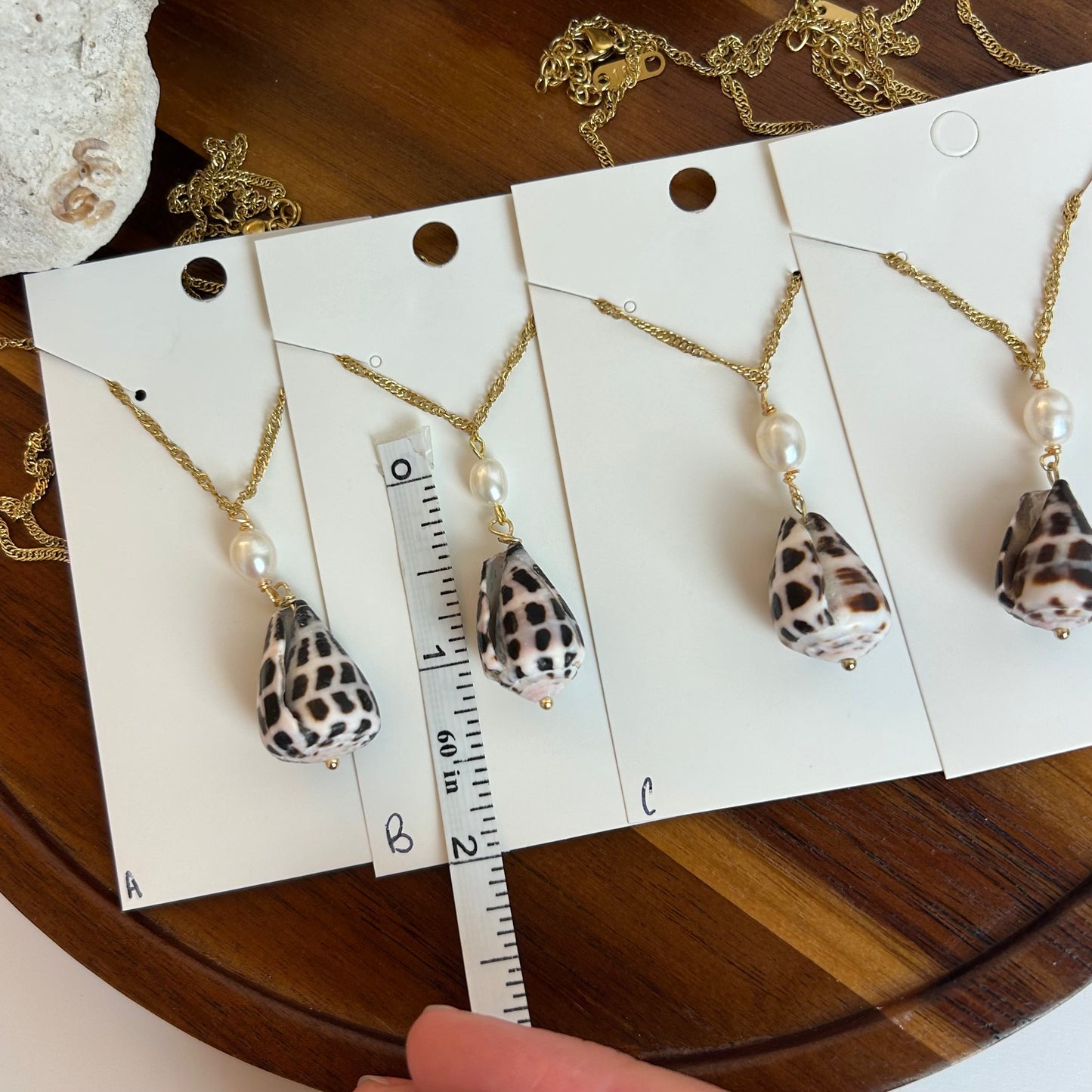 Petite Pearl Drop Hebrew Shell Necklace