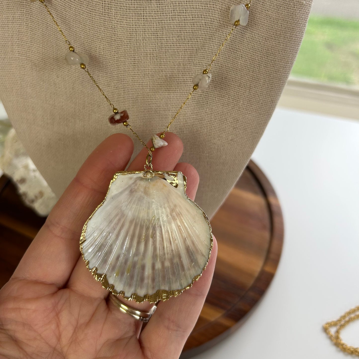 Scallop & Stone Earthy Seashell Necklace